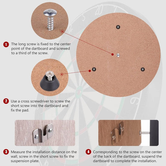 Dartbord wandhouder van metaal met 6 bevestigingsschroeven en 3 afstandsringen – dartbordbevestiging – dartmontage - happygetfit.com