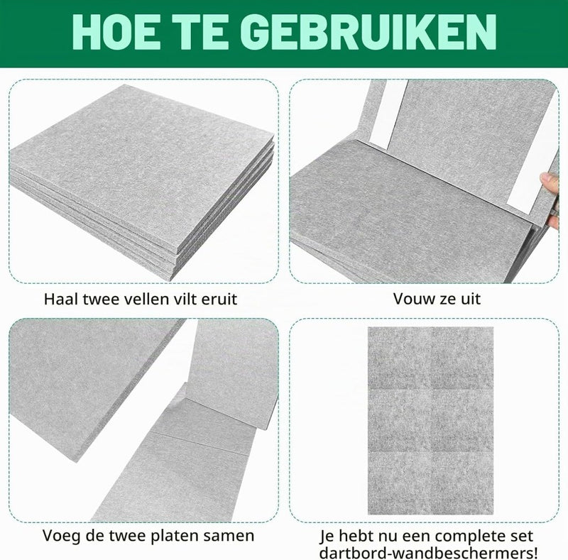 Charger l’image dans la visionneuse de galerie, Dartbord wandpanelen 6 stuks 30 x 30 cm van 12 mm dik zelfklevend vilt – dartmuurbescherming – dartachtergrond - happygetfit.com

