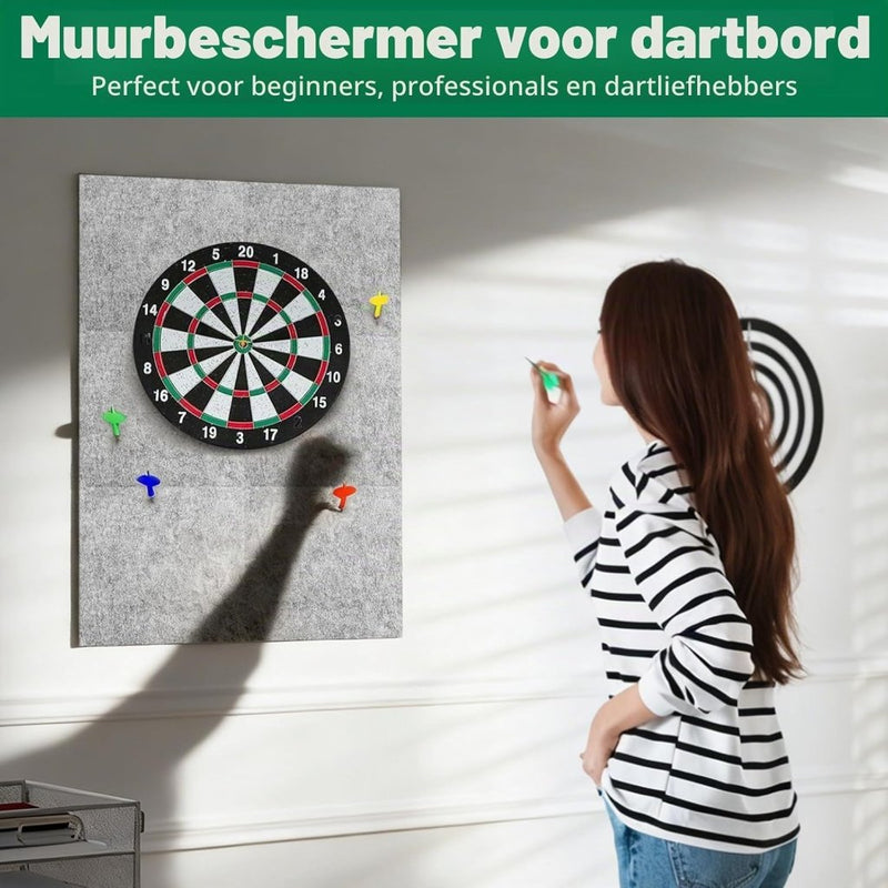 Charger l’image dans la visionneuse de galerie, Dartbord wandpanelen 6 stuks 30 x 30 cm van 12 mm dik zelfklevend vilt – dartmuurbescherming – dartachtergrond - happygetfit.com
