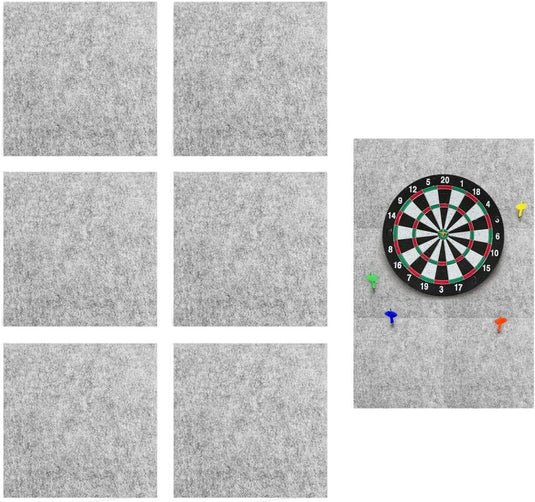 Dartbord wandpanelen 6 stuks 30 x 30 cm van 12 mm dik zelfklevend vilt – dartmuurbescherming – dartachtergrond - happygetfit.com