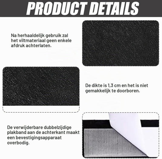 Dartbord wandtegels 4 stuks 30 x 30 cm van 13 mm dik zelfklevend polyestervilt – dartachterplaat – muurprotectie - happygetfit.com