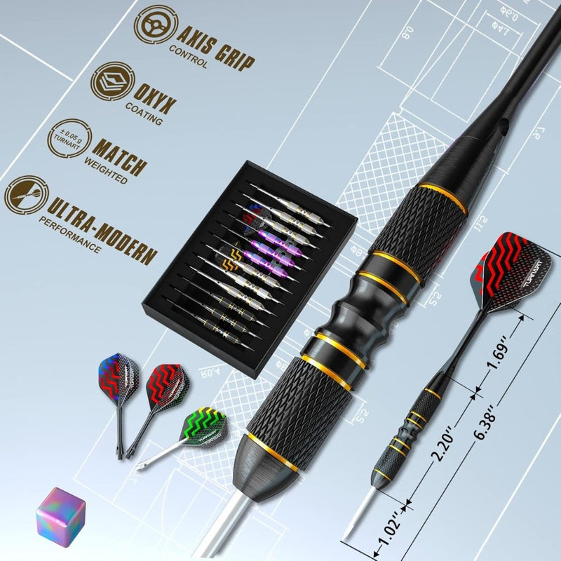 Load image into Gallery viewer, Dartpijlen Darts Staal Darts Set 9 Stks 24 Gram Metalen Tip Darts Professionele Staal Darts 18 Aluminium Schachten 27 Vluchten 20 O'Ring Darts Tool Darts Gift Case - happygetfit.com
