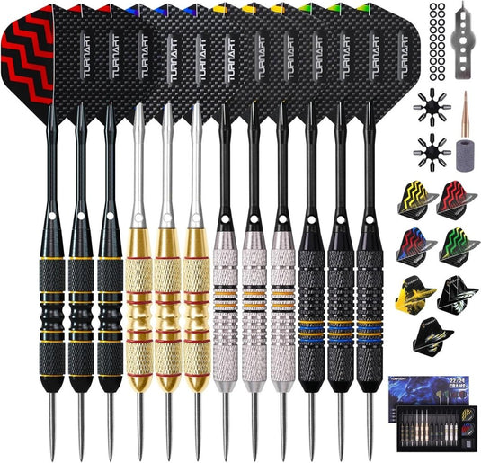 Dartpijlen Darts Staal Darts Set 9 Stks 24 Gram Metalen Tip Darts Professionele Staal Darts 18 Aluminium Schachten 27 Vluchten 20 O'Ring Darts Tool Darts Gift Case - happygetfit.com
