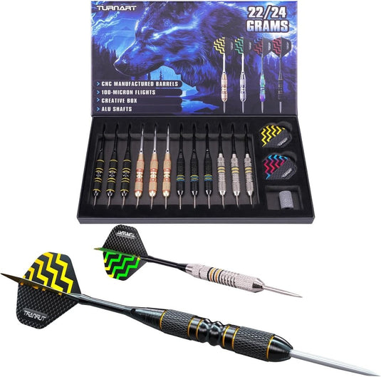 Dartpijlen Darts Staal Darts Set 9 Stks 24 Gram Metalen Tip Darts Professionele Staal Darts 18 Aluminium Schachten 27 Vluchten 20 O'Ring Darts Tool Darts Gift Case - happygetfit.com
