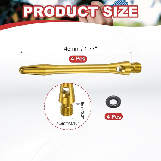 Dartschachten 4 stuks 45 mm van aluminium geel met 2BA schroefdraad – dart shafts – dart accessoires - happygetfit.com