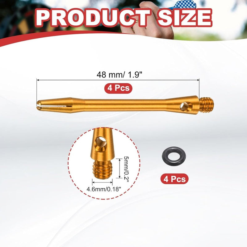 Carica l’immagine nel visualizzatore della galleria, Dartschachten 4 stuks 45 mm van aluminium geel met 2BA schroefdraad – dart shafts – dart accessoires - happygetfit.com

