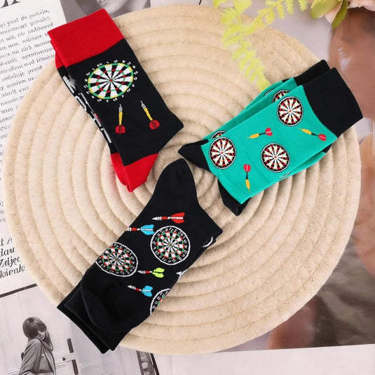Dartsokken 3 paar van katoen met dartmotief voor heren maat 39-46 – dartkleding – dartcadeau - happygetfit.com