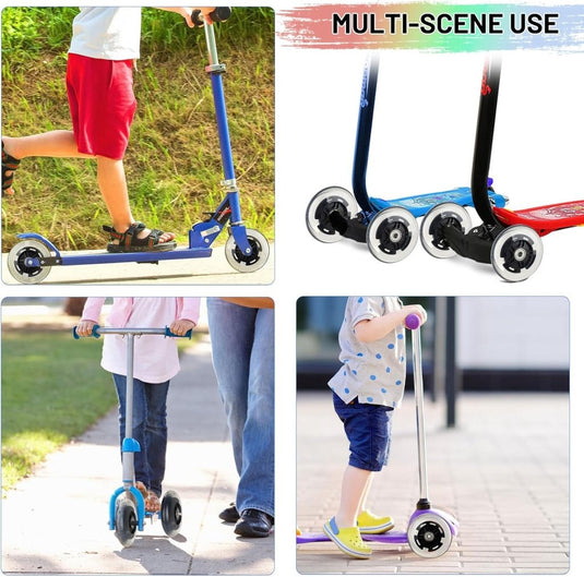 DBREAKS Lichtgevende stuntstep, wielen met ledverlichting, 100 mm, ABEC, 9 kogellagers, hardheid 88A, geschikt voor alle scooters (zwart) - happygetfit.com