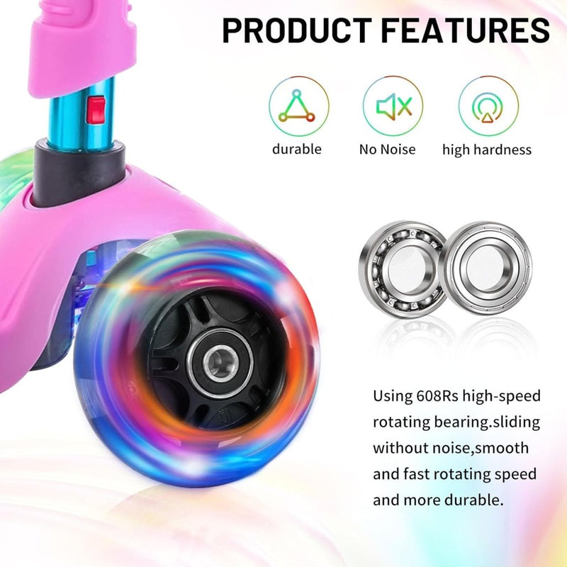 Laad afbeelding in Galerijviewer, DBREAKS Lichtgevende stuntstep, wielen met ledverlichting, 100 mm, ABEC, 9 kogellagers, hardheid 88A, geschikt voor alle scooters (zwart) - happygetfit.com
