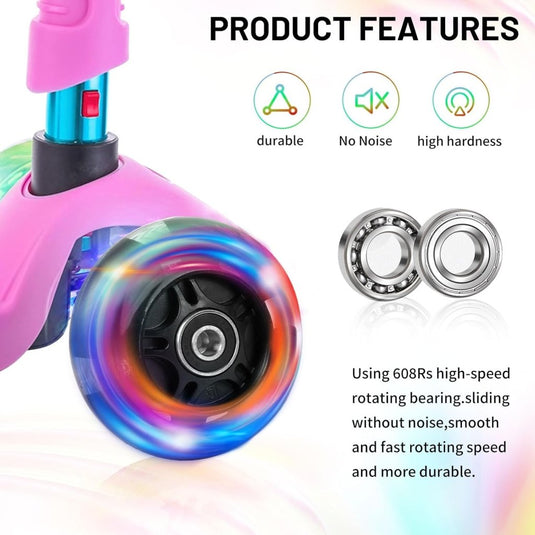 DBREAKS Lichtgevende stuntstep, wielen met ledverlichting, 100 mm, ABEC, 9 kogellagers, hardheid 88A, geschikt voor alle scooters (zwart) - happygetfit.com