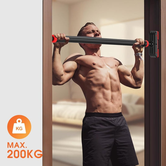 DH FitLife Optrekstang, deurkozijn zonder schroeven, pull-up bar voor deur om in te draaien, deurrek voor krachttraining, rekstang voor deur 72-92 cm, met waterpas - happygetfit.com