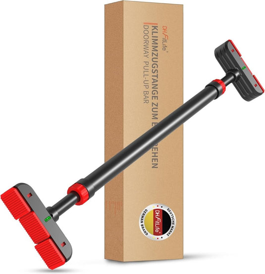 DH FitLife Optrekstang, deurkozijn zonder schroeven, pull-up bar voor deur om in te draaien, deurrek voor krachttraining, rekstang voor deur 72-92 cm, met waterpas - happygetfit.com