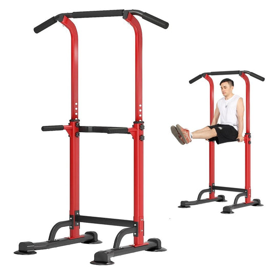 DlandHome Power Tower Pull Up Dip Station Multi-Function Fitness Equipment for Strength Training Adjustable Height Dip Stand for Home Gym - happygetfit.com