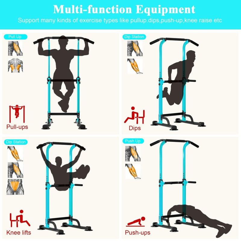 Laad afbeelding in Galerijviewer, DlandHome Power Tower Pull Up Dip Station Multi-Function Fitness Equipment for Strength Training Adjustable Height Dip Stand for Home Gym - happygetfit.com
