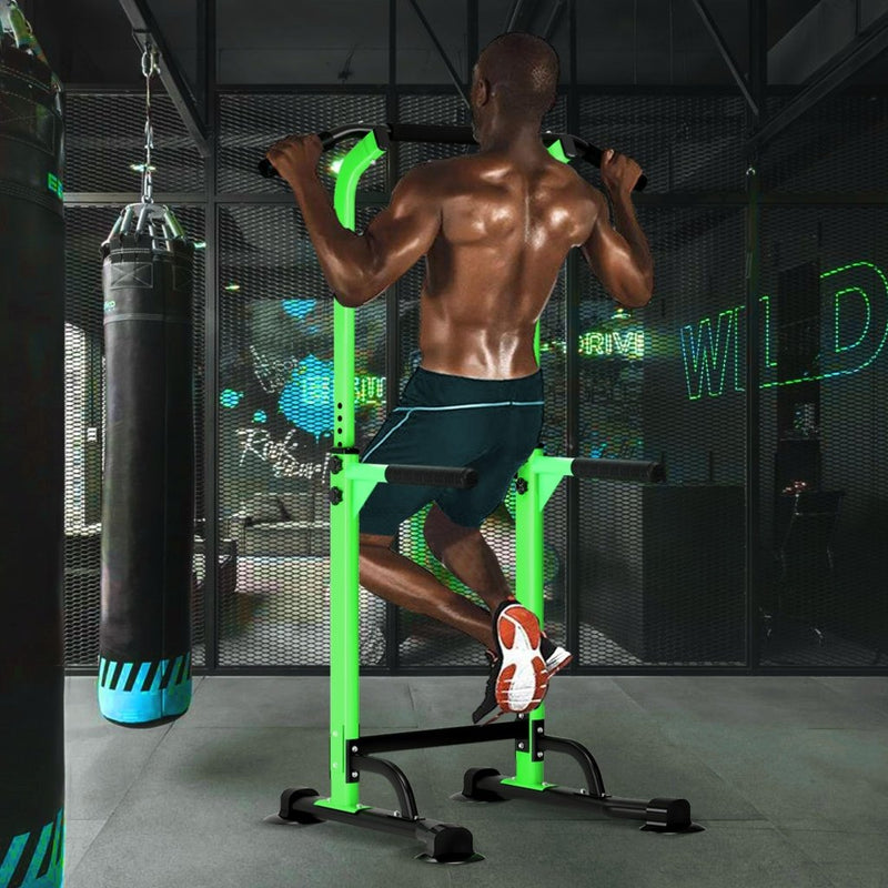 Laad afbeelding in Galerijviewer, DlandHome Power Tower Pull Up Dip Station Multi-Function Fitness Equipment for Strength Training Adjustable Height Dip Stand for Home Gym - happygetfit.com
