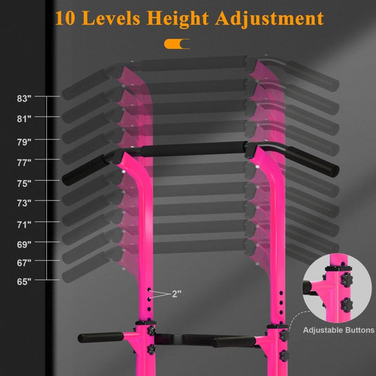 DlandHome Power Tower Pull Up Dip Station Multi-Function Fitness Equipment for Strength Training Adjustable Height Dip Stand for Home Gym - happygetfit.com