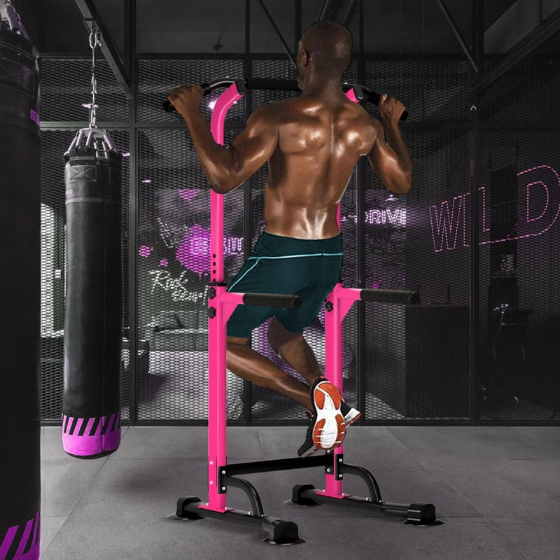 Laad afbeelding in Galerijviewer, DlandHome Power Tower Pull Up Dip Station Multi-Function Fitness Equipment for Strength Training Adjustable Height Dip Stand for Home Gym - happygetfit.com
