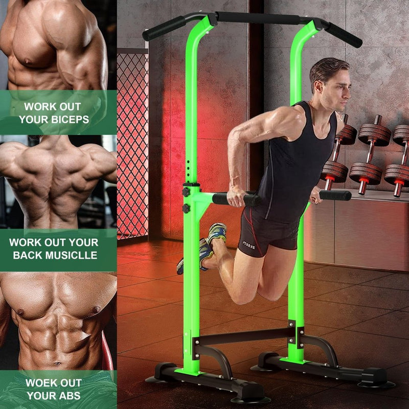 Laad afbeelding in Galerijviewer, DlandHome Power Tower Pull Up Dip Station Multi-Function Fitness Equipment for Strength Training Adjustable Height Dip Stand for Home Gym - happygetfit.com
