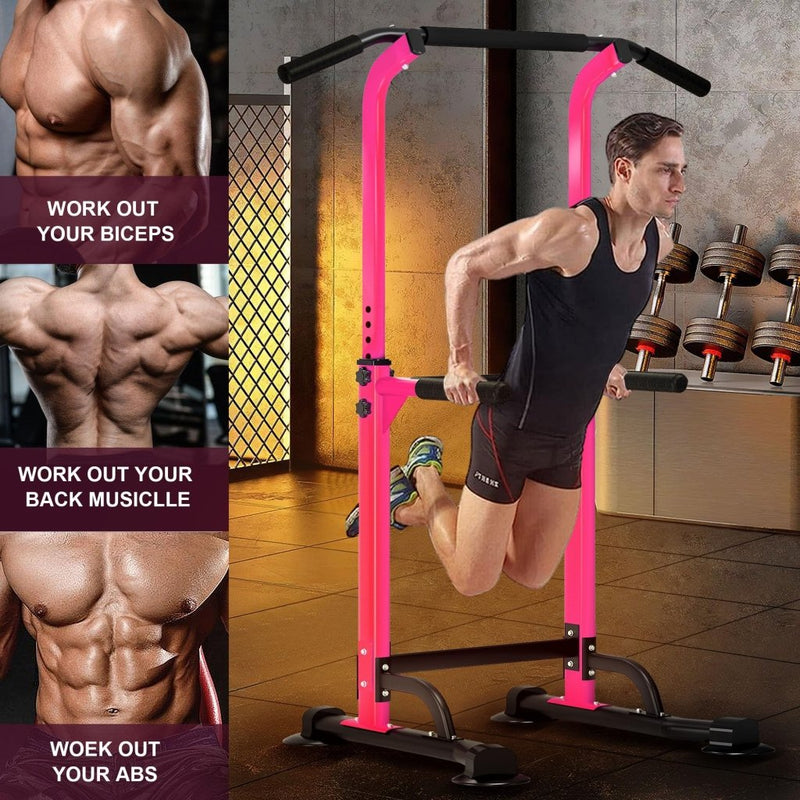 Laad afbeelding in Galerijviewer, DlandHome Power Tower Pull Up Dip Station Multi-Function Fitness Equipment for Strength Training Adjustable Height Dip Stand for Home Gym - happygetfit.com
