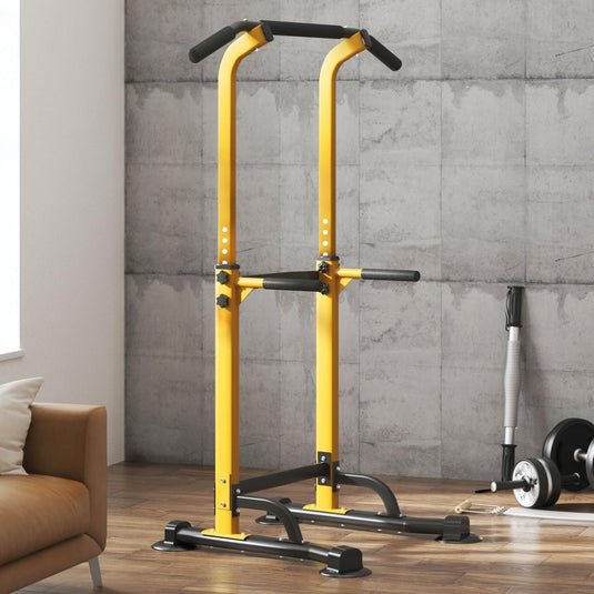 DlandHome Power Tower Pull Up Dip Station Multi-Function Fitness Equipment for Strength Training Adjustable Height Dip Stand for Home Gym - happygetfit.com