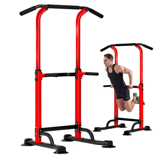 DlandHome Power Tower Pull Up Dip Station Multi-Function Fitness Equipment for Strength Training Adjustable Height Dip Stand for Home Gym - happygetfit.com