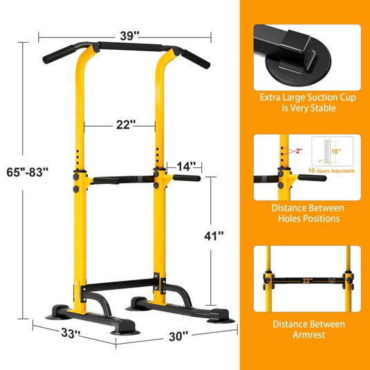DlandHome Power Tower Pull Up Dip Station Multi-Function Fitness Equipment for Strength Training Adjustable Height Dip Stand for Home Gym - happygetfit.com