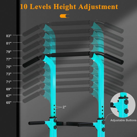 DlandHome Power Tower Pull Up Dip Station Multi-Function Fitness Equipment for Strength Training Adjustable Height Dip Stand for Home Gym - happygetfit.com