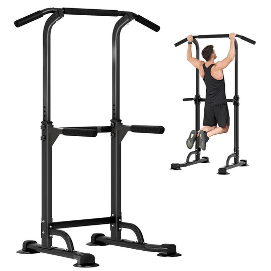 DlandHome Power Tower Pull Up Dip Station Multi-Function Fitness Equipment for Strength Training Adjustable Height Dip Stand for Home Gym - happygetfit.com
