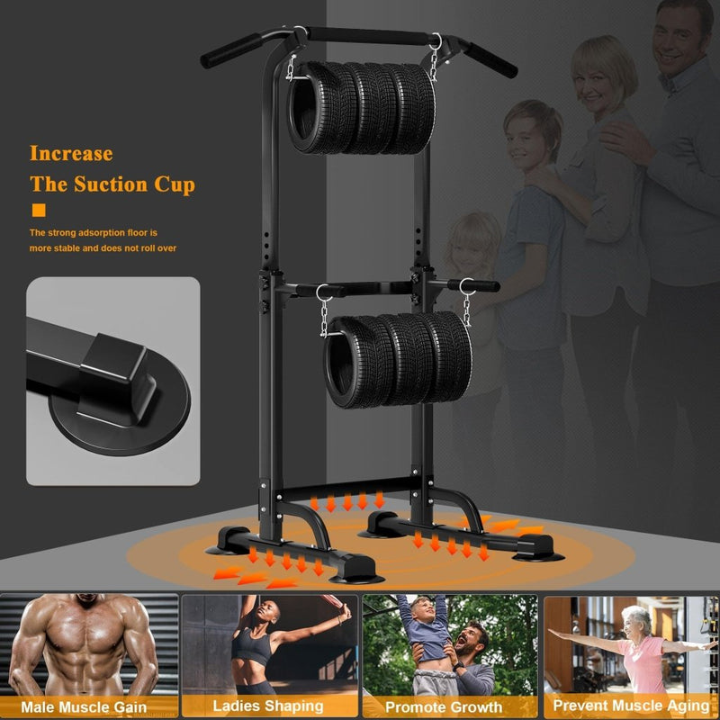 Laad afbeelding in Galerijviewer, DlandHome Power Tower Pull Up Dip Station Multi-Function Fitness Equipment for Strength Training Adjustable Height Dip Stand for Home Gym - happygetfit.com
