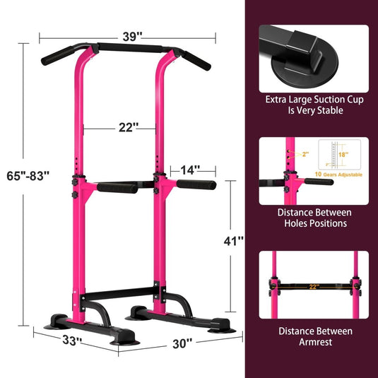 DlandHome Power Tower Pull Up Dip Station Multi-Function Fitness Equipment for Strength Training Adjustable Height Dip Stand for Home Gym - happygetfit.com