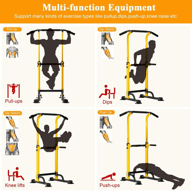 Laad afbeelding in Galerijviewer, DlandHome Power Tower Pull Up Dip Station Multi-Function Fitness Equipment for Strength Training Adjustable Height Dip Stand for Home Gym - happygetfit.com
