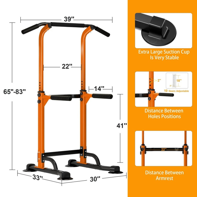 Laad afbeelding in Galerijviewer, DlandHome Power Tower Pull Up Dip Station Multi-Function Fitness Equipment for Strength Training Adjustable Height Dip Stand for Home Gym - happygetfit.com
