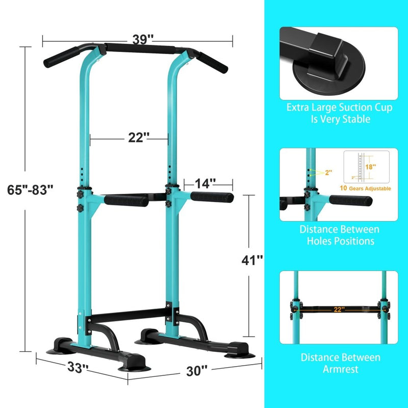 Laad afbeelding in Galerijviewer, DlandHome Power Tower Pull Up Dip Station Multi-Function Fitness Equipment for Strength Training Adjustable Height Dip Stand for Home Gym - happygetfit.com
