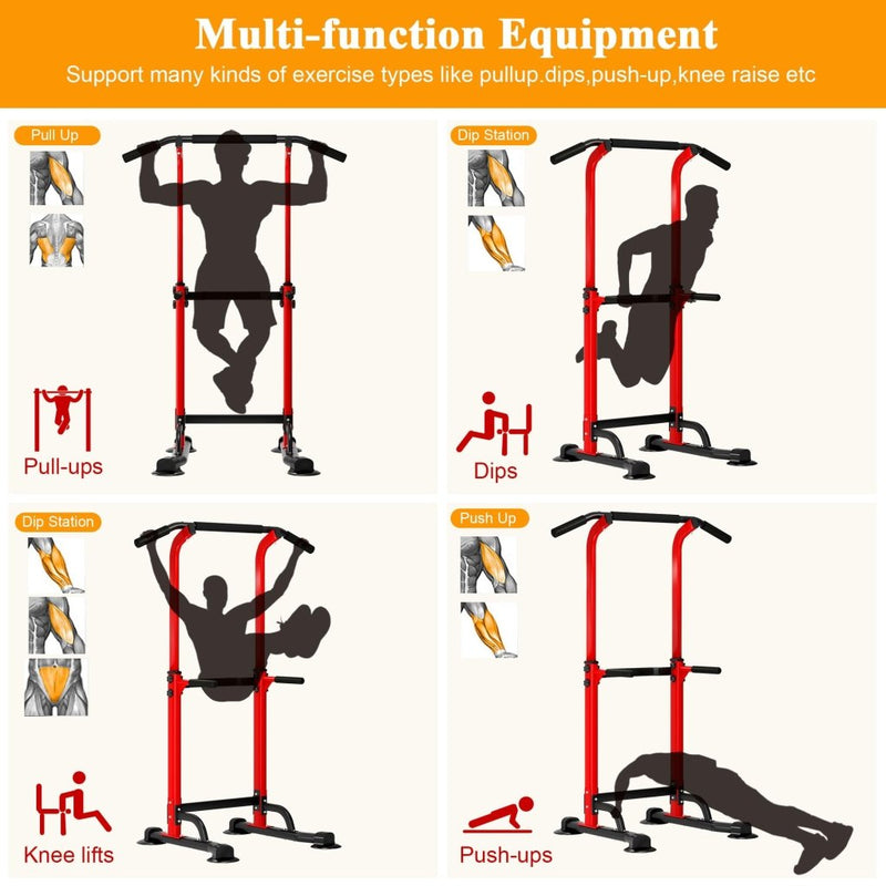 Laad afbeelding in Galerijviewer, DlandHome Power Tower Pull Up Dip Station Multi-Function Fitness Equipment for Strength Training Adjustable Height Dip Stand for Home Gym - happygetfit.com
