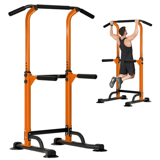 DlandHome Power Tower Pull Up Dip Station Multi-Function Fitness Equipment for Strength Training Adjustable Height Dip Stand for Home Gym - happygetfit.com