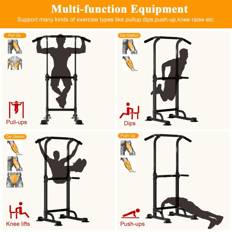 Laad afbeelding in Galerijviewer, DlandHome Power Tower Pull Up Dip Station Multi-Function Fitness Equipment for Strength Training Adjustable Height Dip Stand for Home Gym - happygetfit.com
