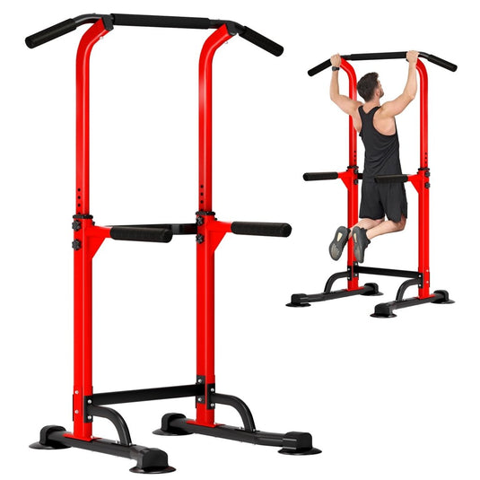 DlandHome Power Tower Pull Up Dip Station Multi-Function Fitness Equipment for Strength Training Adjustable Height Dip Stand for Home Gym - happygetfit.com