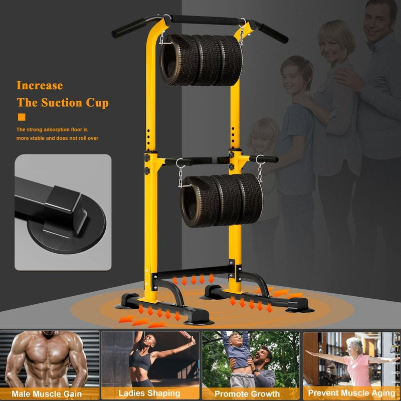 Laad afbeelding in Galerijviewer, DlandHome Power Tower Pull Up Dip Station Multi-Function Fitness Equipment for Strength Training Adjustable Height Dip Stand for Home Gym - happygetfit.com
