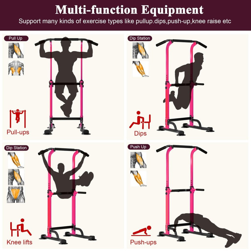 Laad afbeelding in Galerijviewer, DlandHome Power Tower Pull Up Dip Station Multi-Function Fitness Equipment for Strength Training Adjustable Height Dip Stand for Home Gym - happygetfit.com
