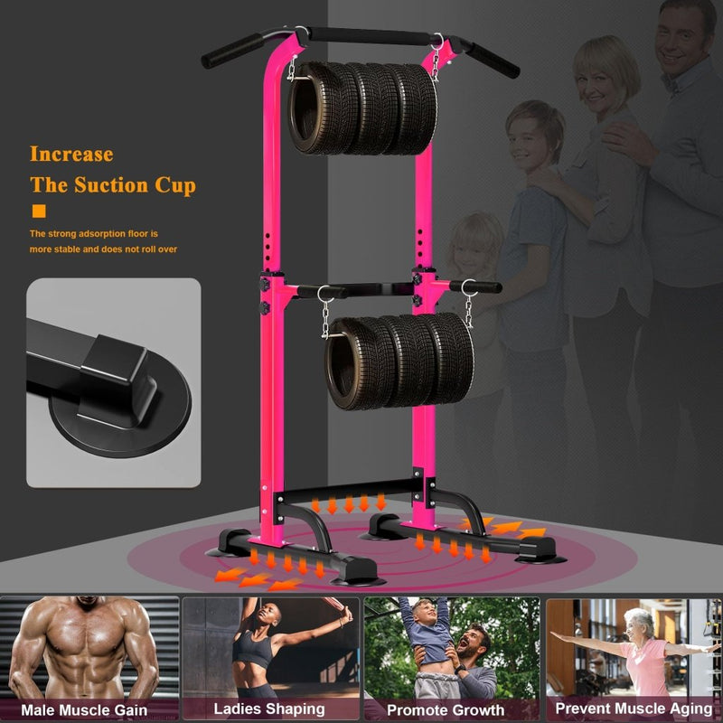 Laad afbeelding in Galerijviewer, DlandHome Power Tower Pull Up Dip Station Multi-Function Fitness Equipment for Strength Training Adjustable Height Dip Stand for Home Gym - happygetfit.com
