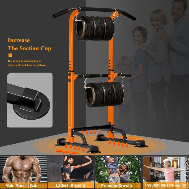 Laad afbeelding in Galerijviewer, DlandHome Power Tower Pull Up Dip Station Multi-Function Fitness Equipment for Strength Training Adjustable Height Dip Stand for Home Gym - happygetfit.com
