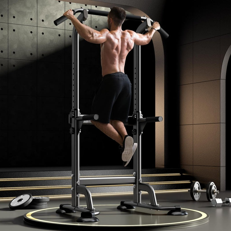 Laad afbeelding in Galerijviewer, DlandHome Power Tower Pull Up Dip Station Multi-Function Fitness Equipment for Strength Training Adjustable Height Dip Stand for Home Gym - happygetfit.com
