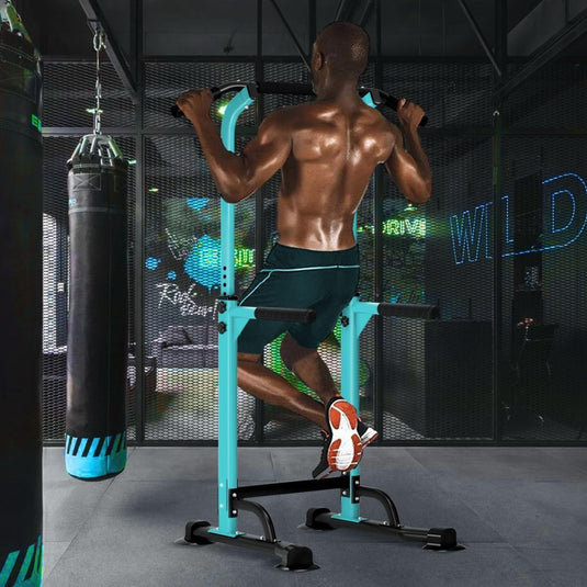 DlandHome Power Tower Pull Up Dip Station Multi-Function Fitness Equipment for Strength Training Adjustable Height Dip Stand for Home Gym - happygetfit.com