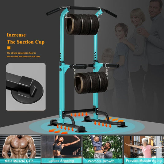 DlandHome Power Tower Pull Up Dip Station Multi-Function Fitness Equipment for Strength Training Adjustable Height Dip Stand for Home Gym - happygetfit.com