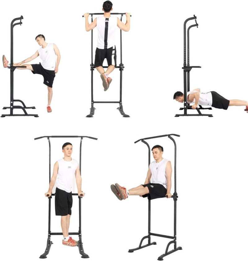 Laad afbeelding in Galerijviewer, DlandHome Romeinse stoel voor krachttraining, verstelbaar, dips tractie, optrekstang op voet, tractiestation, buikdips, armleuningen, fitness, zwart - happygetfit.com
