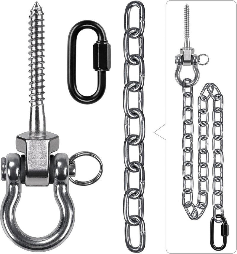 Laad afbeelding in Galerijviewer, Draaibare schommelhaken 4 stuks 12,7 cm van RVS met kogellagers voor houten balken – ophangschroeven – hangmatbevestiging - happygetfit.com
