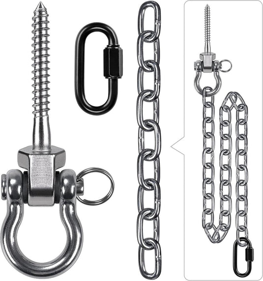 Draaibare schommelhaken 4 stuks 12,7 cm van RVS met kogellagers voor houten balken – ophangschroeven – hangmatbevestiging - happygetfit.com