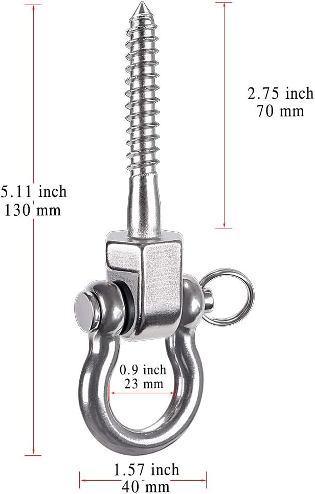 Laad afbeelding in Galerijviewer, Draaibare schommelhaken 4 stuks 12,7 cm van RVS met kogellagers voor houten balken – ophangschroeven – hangmatbevestiging - happygetfit.com
