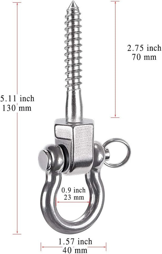 Draaibare schommelhaken 4 stuks 12,7 cm van RVS met kogellagers voor houten balken – ophangschroeven – hangmatbevestiging - happygetfit.com