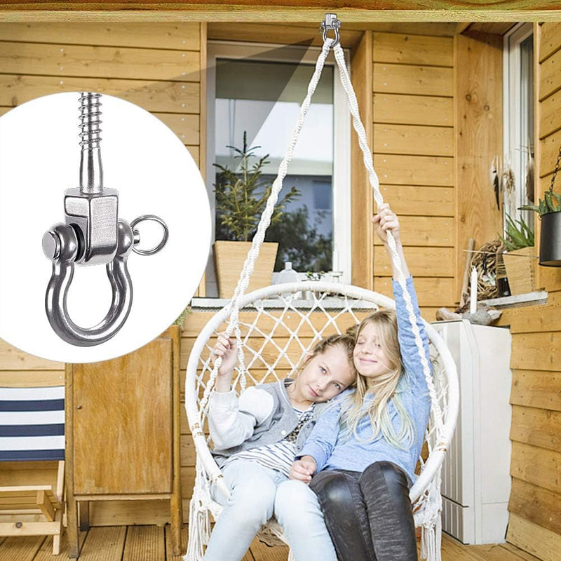 Laad afbeelding in Galerijviewer, Draaibare schommelhaken 4 stuks 12,7 cm van RVS met kogellagers voor houten balken – ophangschroeven – hangmatbevestiging - happygetfit.com
